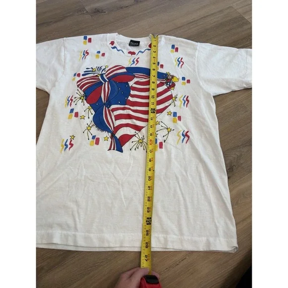 Vtg 90s Screen Stars T-Shirt XL Hand Painted All Over Single Stitch - Picture 9 of 10